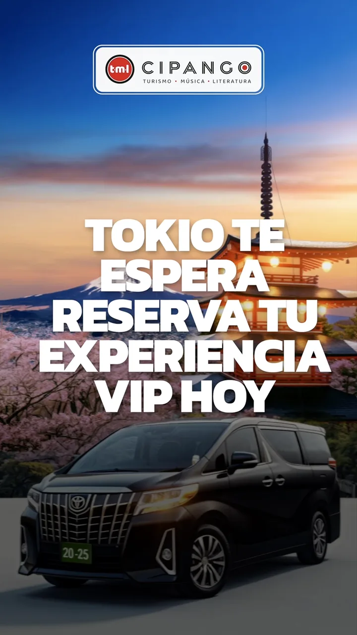 Story de TML Cipango: Tokio te espera, reserva tu experiencia VIP hoy, con una van frente al monte Fuji