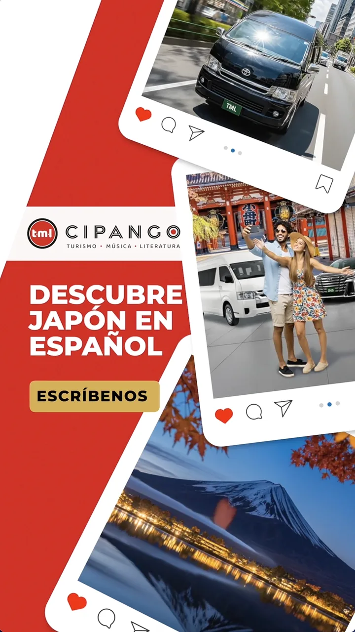 Story de TML Cipango: Descubre Japón en español, con fotos de viaje en marcos de Instagram