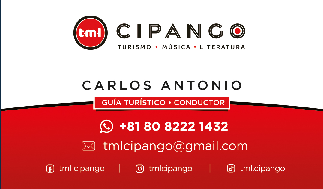 Tarjeta personal TML Cipango — Carlos Antonio, guía turístico y conductor