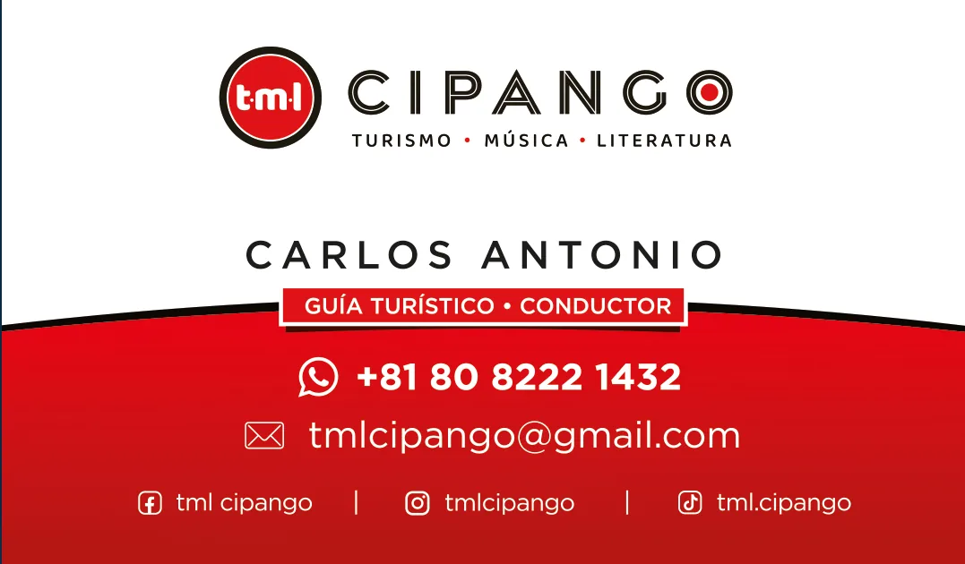 Tarjeta personal TML Cipango — Carlos Antonio, guía turístico y conductor