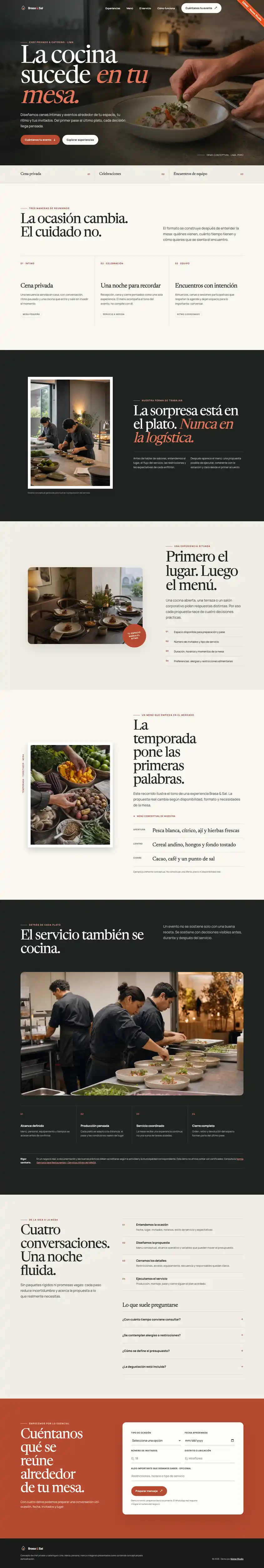 Captura de escritorio del demo Chef y catering