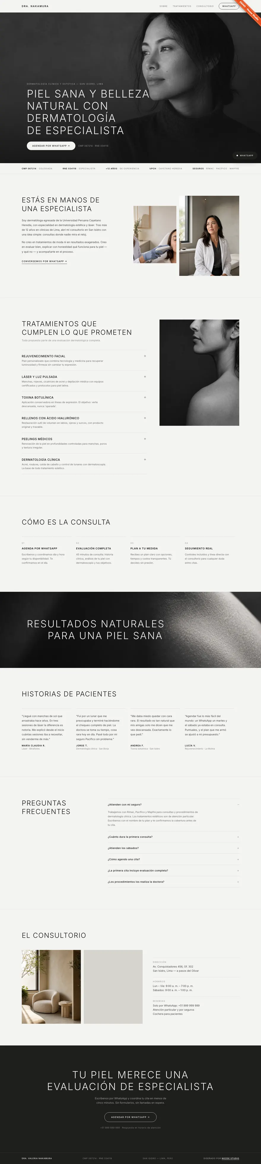 Captura de escritorio del demo Dermatología