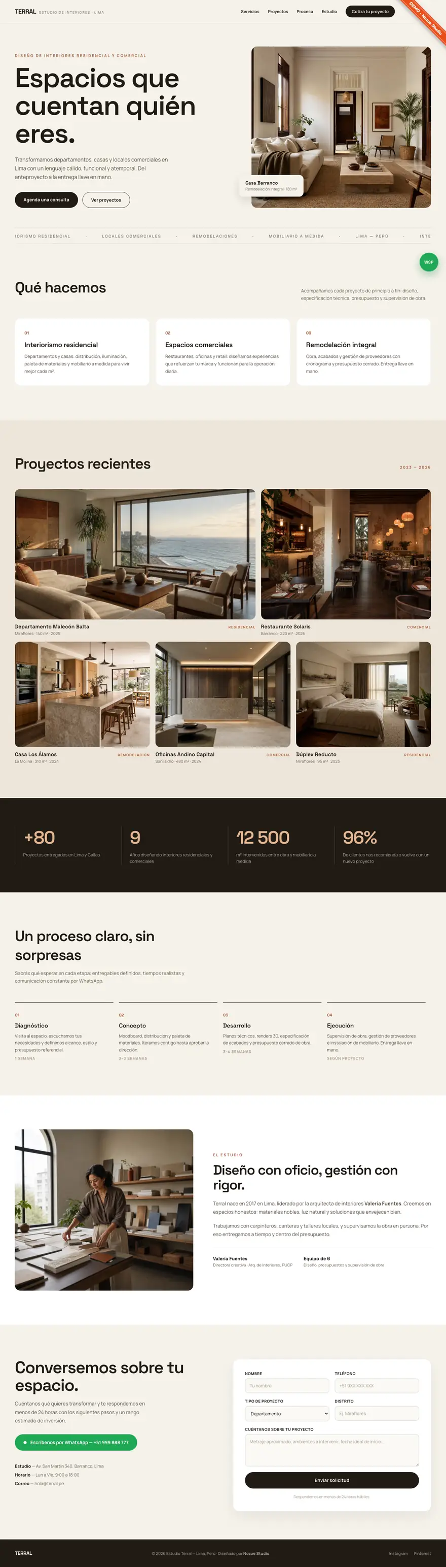 Captura de escritorio del demo Diseño de interiores