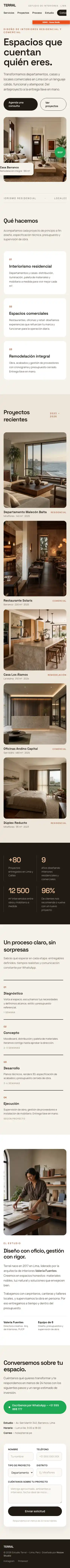 Vista móvil del demo Diseño de interiores