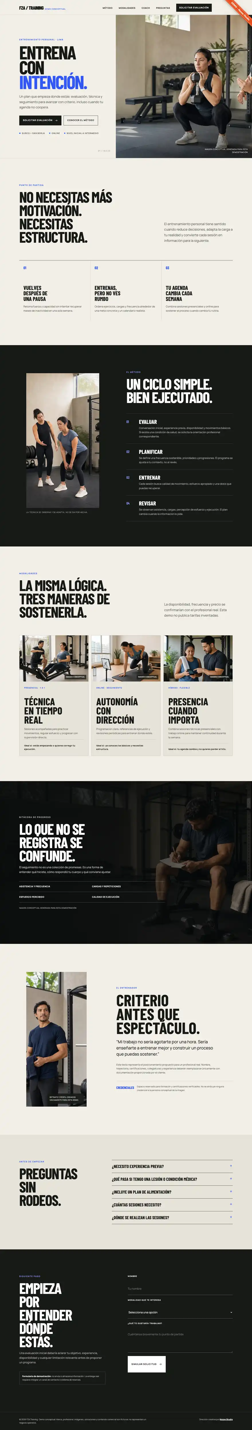 Captura de escritorio del demo Entrenador personal