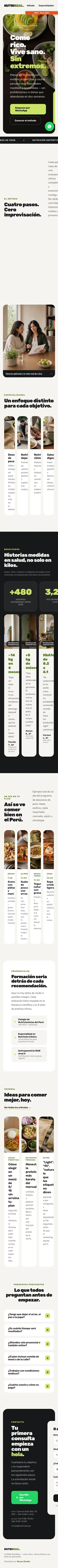 Vista móvil del demo Nutrición