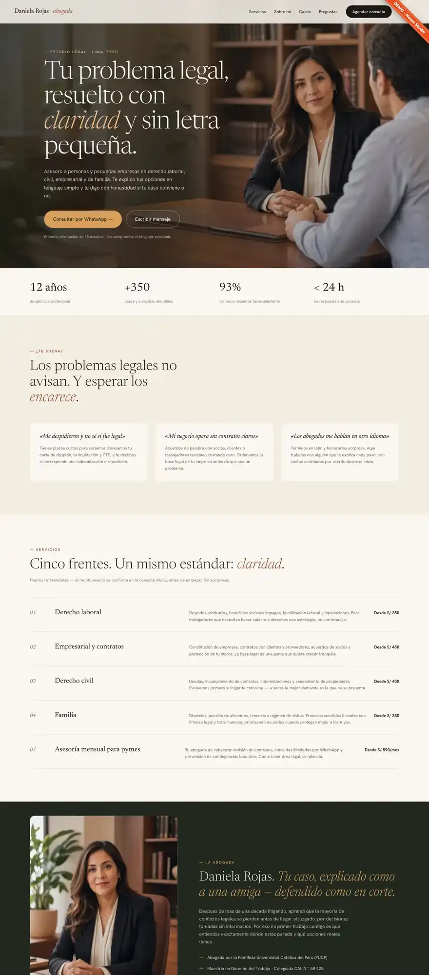 Demo Abogado en escritorio: web de un estudio legal en Lima