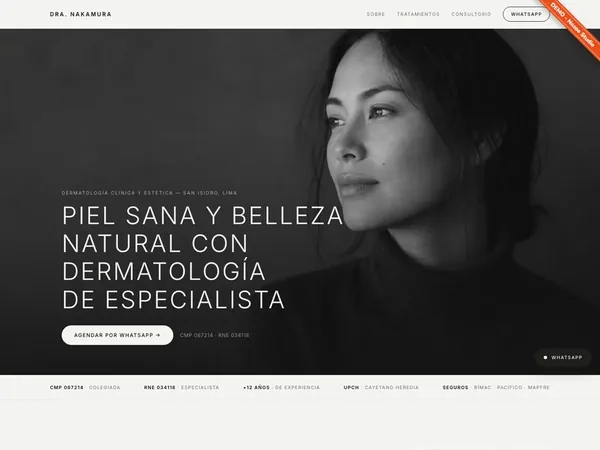 Portada del demo Dermatología: web de una consulta dermatológica