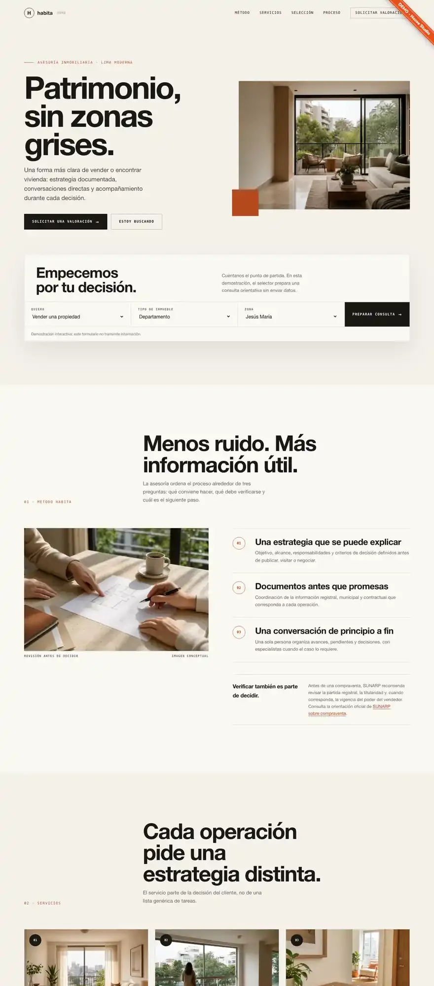 Demo Inmobiliaria en escritorio: web de una inmobiliaria con propiedades destacadas